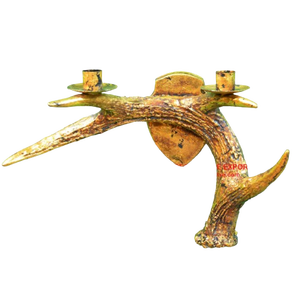 Candélabre en métal doré et bougeoir pour la décoration de salon Design élégant bougeoir en métal fait à la main - Product Image 1