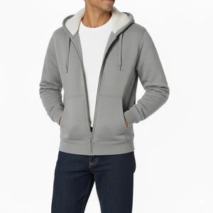 Sweat à capuche surdimensionné en coton lourd personnalisé 500 g/m², fermeture éclair intégrale pour homme, streetwear vierge, double fermeture éclair - Product Image 1