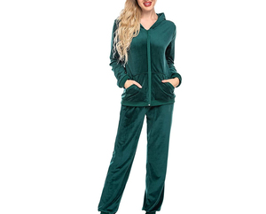 Conjuntos de chándal de terciopelo de talla grande para mujer de dos piezas lisas de gran calidad, ropa de entrenamiento personalizada, chándal para mujer 2026 - Product Image 1