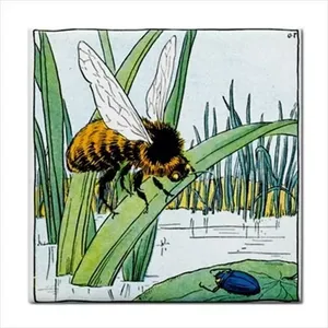 Bee Beetle Cerámica Azulejo Pared Acento Estanque Insecto Decoración para el hogar Borde Arte para Backsplash o Paredes interiores - Product Image 1