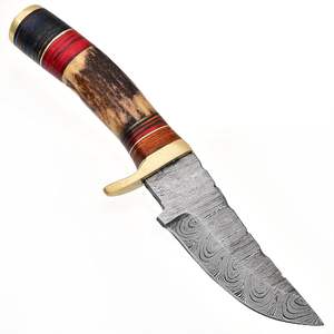 Couteau fait main pour le camping en acier damas pour la chasse en plein air avec lame fixe et gaine en cuir couteau de survie de soutien OEM - Product Image 3