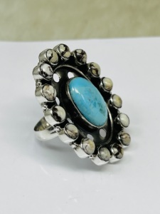 Pendentif Turquoise Naturelle Avec Turquoise Blanche Beffow Turquoise Pendentif Turquoise en Argent Sterling 925 Pendentif Mariage - Product Image 5