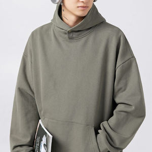 Sudadera con capucha de textura neutra para hombres y mujeres Nuevo abrigo básico suelto de color sólido para parejas - Product Image 6