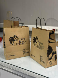 Vente en gros de sacs en papier kraft à poignée torsadée avec impression personnalisée pour emballage de cadeaux et à emporter sacs en papier kraft à poignée plate pour l'épicerie - Product Image 5