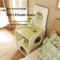 Meuble multifonctionnel pour chat, maisonnette intérieure, lit, table d'appoint, abri fermé en plastique pour chat