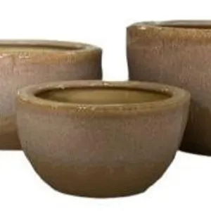 ODM di alta qualità nuovo Design Vietnam vaso in ceramica set di 3 pezzi di colore marrone con vasi per piante in ceramica di alta qualità e prezzo economico