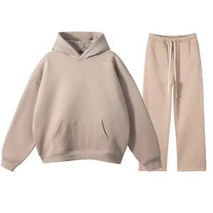 ชุดเสื้อฮู้ดกางเกงเหงื่อผ้าคอตตอนโอเวอร์ไซส์สำหรับผู้ชายชุดวอร์มมีฮู้ดโอเวอร์ไซส์ผ้าฟลีซ100% โลโก้ออกแบบได้ตามที่ต้องการ - Product Image 5