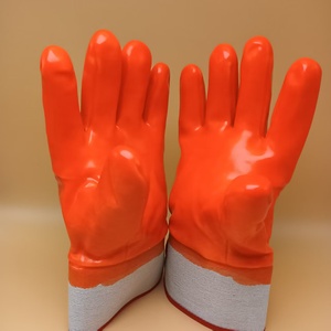 Gants de sécurité en PVC orange fluorescent, antidérapants, imperméables, résistants au froid, entièrement enduits, doublure en mousse, travail industriel, 16 oz d'épaisseur - Product Image 6