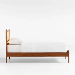 Oem Modern Bedroom Furniture Designer Solid Mahogany Wood Beds in King Size Queen Size Double Beds for Home and Hotel Furniture