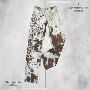 Pantalones de Cuero con Pelo de Vaca para Hombre, Diseño Moderno, Estilo Urbano, Hechos a Medida, Ajuste Recto de Lujo - Product Image 3