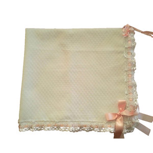 Manta de algodón tejida rosa para cuna y cochecito, hecha a mano, estilo princesa, de alta calidad, color liso - Product Image 1