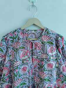 Vestido Largo de Verano Informal para Mujer, Estampado Floral, Cuello en V, Manga Larga, Hecho a Mano, de Algodón, Estilo Clásico, Marca de Arte y Artesanía - Product Image 2