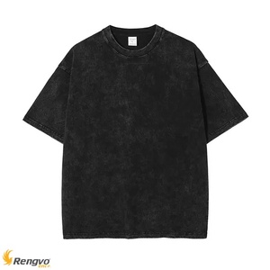 T-Shirt Vintage Haute Surdimensionné 100% Coton Personnalisé Lavage à l'Acide Impression Goutte D'épaule Brodé Technique Formelle Blanc Uni Tissé - Product Image 2