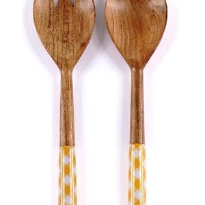 Juego de Utensilios de Cocina de Madera, Servidor de Ensaladas con 2 Espátulas, Madera Natural, Hecho a Mano, Tamaño Pequeño - Product Image 5