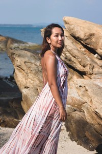 Maxi <b>Dress</b> Beach <b>Kaftan</b> V-neck Long Sleeve A-Line Formal Tye-Die Black Soft Cotton for Women - Product Image 3