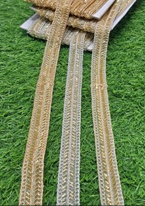 Fashion Beaded <b>Lace</b> Edge Trim for Sarees and Dresses Soft Tulle Beads <b>Lace</b> <b>Applique</b> for Wedding Veils Premium Handmade Seed Bead - Product Image 4