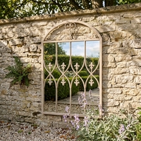 Espejo de Jardín Vintage con Marco Arqueado, Espejo de Pared de Hierro para Exteriores, Estilo Campestre Francés, para Patio, Jardín, Valla, Decoración de Casa de Campo