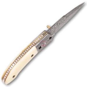 Couteau pliant de camping en plein air en acier damassé fait à la main en gros - Product Image 3