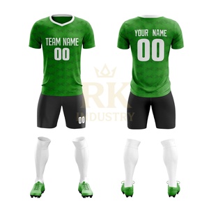 Wholesale Customized High-quality Quick Dry Breathable Waterproof Soccer Jersey Uniform 100% Polyester <b>Green</b> <b>Black</b> White Full - Product Image 6