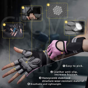 ถุงมือหนังครึ่งนิ้วสำหรับผู้หญิงสำหรับออกกำลังกายฟิตเนสออกกำลังกายยิมถุงมือกลางแจ้งจากเมือง - Product Image 2