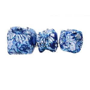 Multipurpose Cotton <b>Quilted</b> Pouch Set of 3 Stylish Cosmetic Bags Large Capacity Lightweight Customizable Logo Zipper Closure - Product Image 2