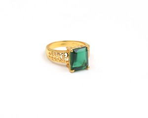 Quartz vert pierre précieuse taille émeraude octogone plaqué or laiton lunette réglage à la main bague cadeau pour anniversaire de mariage femmes - Product Image 3