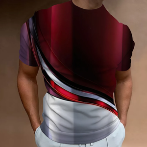 Vêtements de sport décontractés imprimés en ligne 3D pour hommes, t-shirts quotidiens à manches courtes, t-shirts surdimensionnés de créateur de rue à la mode, polyester/coton - Product Image 4