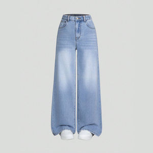 Chaqueta Holgada de Cuero Vacuno para Hombre, Cintura Alta, Pierna Ancha y Recta, Lavado Claro, Estilo Urbano, Lona Vaquera, Talla Grande - Product Image 3