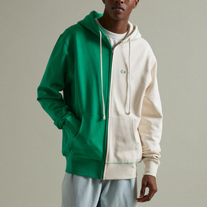 เสื้อฮู้ดแขนยาวมีฮู้ดลำลองมีซิปแบบแยกสีเขียวผ้าต่อผ้ากลับมีฮู้ดลำลอง - Product Image 5
