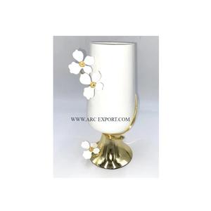 Décoration de table design moderne Vases fantaisie Qualité exclusive Forme ronde en métal plaqué or Support en aluminium Vase intérieur et extérieur - Product Image 2