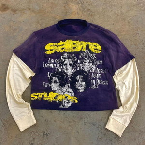 Fabricants personnalisés T-shirt décontracté à double épaisseur et à manches longues délavé à l'acide pour hommes - Product Image 4