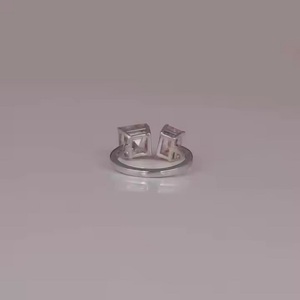 IGI Certified Solid Gold Engagement <b>Ring</b> With Ascher and Emerald Cut Custom Design 10K Lab Grown Pink Diamond Gold Plated - Product Image 3