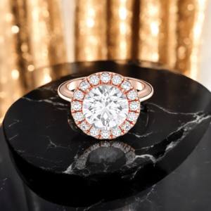 4.70กะรัต E-F/VVS-VS (4.00CT จากส่วนกลาง) แหวนหมั้นเพชรวงรอบตัดเพชรทำด้วยเงินสำหรับเธอ - Product Image 3