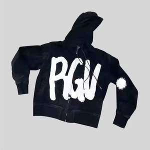 Sweat à capuche grande taille en coton vieilli avec logo personnalisé pull de haute qualité lavé à l'acide vintage sweat à capuche zippé pour hommes - Product Image 4