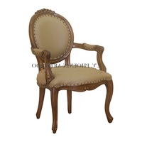 Chaise de salle à manger en bois de style antique avec siège en cuir, meubles artisanaux pour appartement et villa, pour hôtels