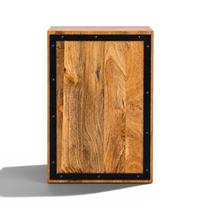 AKKU ART EXPORTS Nexa Solid Mango Wood Modern <b>Wall</b> Kitchen Cabinet <b>Storage</b> <b>Unit</b> | Upper Cabinet Black Metal Frame Custom Color - Product Image 1