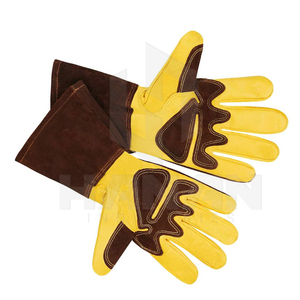 Vente en gros Logo personnalisé Gant de soudage en cuir de vache pour hommes Équipement de sécurité personnelle Gants de sécurité industrielle pour les mains - Product Image 2