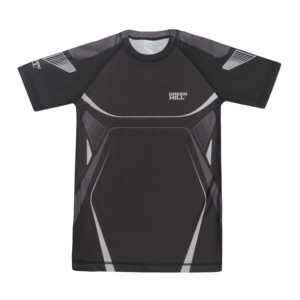 Rashguard de MMA sublimé Green Hill 2023 à manches courtes, compression en nylon et élasthanne, UPF50, logo personnalisé noir avec logo Green Hill - Product Image 2