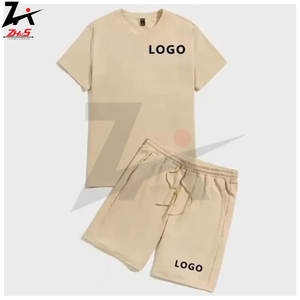 Ensemble de shorts en coton léger pour hommes Hauts d'été à manches courtes T-shirt respirant Vêtements de sport à motifs solides pour l'entraînement et la course - Product Image 3