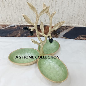 Saladier en bois décoratif au design moderne Saladier à salade de légumes et à riz de haute qualité Base en aluminium Bols de service pour le dîner - Product Image 3