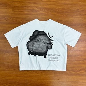 T-shirt Boxy Personnalisé en Coton Lourd Uni 100% avec Épaules Tombantes, T-shirts Oversize pour Hommes, T-shirt Oversize Vierge de Grammage Élevé - Product Image 2