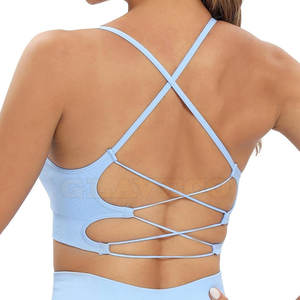 Soutien-gorge de sport pour femmes sur mesure, grande taille, respirant, avec logo sur le devant, maintien élevé, matière en élasthanne/nylon, en stock - Product Image 2