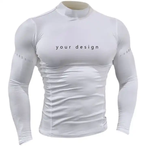 Qualité supérieure 2025 personnalisé doux col rond à manches longues chemise de Compression hommes Fitness Compression Fitness collants en peluche - Product Image 4