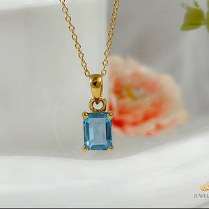 100% สร้อยคอรูปดอกไม้สีฟ้าทับทิมซิทรินธรรมชาติสีฟ้าบุษราคัมหรูหราสุดยอดการตั้งค่ากรงเล็บ925เครื่องประดับของผู้หญิงชุบเงิน - Product Image 1