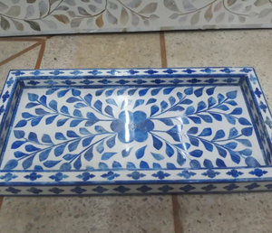 Bandeja de servicio de esmalte de madera de resina de hueso artesanal Premium acabada a mano con artesanía experta y pulido a mano para un aspecto lujoso - Product Image 3