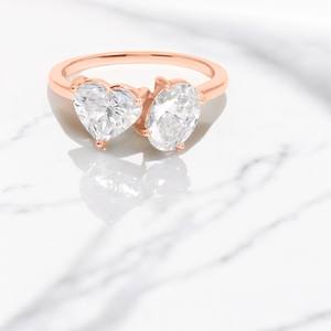แหวนหมั้นแบบเปิดลายหัวใจและเพชรโมอิส2.20Ct เคลือบโรสโกลด์เหมาะกับทั้งชายและหญิง - Product Image 6