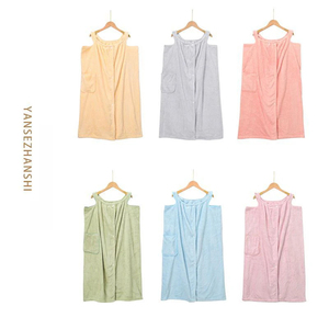 Toallas gruesas de baño para mujer, traje de terciopelo de nube usable, Toalla de baño gruesa para el cuerpo, gorro de pelo de secado rápido, albornoces, faldas de baño - Product Image 6