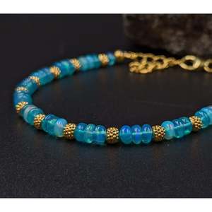 Blue Ethiopian <b>Opal</b> Tennis <b>Bracelet</b> Trendy Religious Gold Plated Zinc Alloy Bangles with Diamond and Pearl Gift - Product Image 4