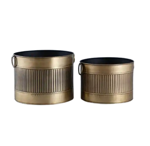 Suministro de fábrica, Juego de 2 macetas de latón antiguo de Metal para plantas de jardín, maceta, suelo de casa, decoración decorativa para suelo de boda - Product Image 1