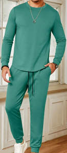 Men's Athletic Quarter Zip Polo Sweatset Long Sleeve Summer Sportswear 2-Piece Jogging Suit with Joggers and <b>Sweatshirt</b> - Product Image 5